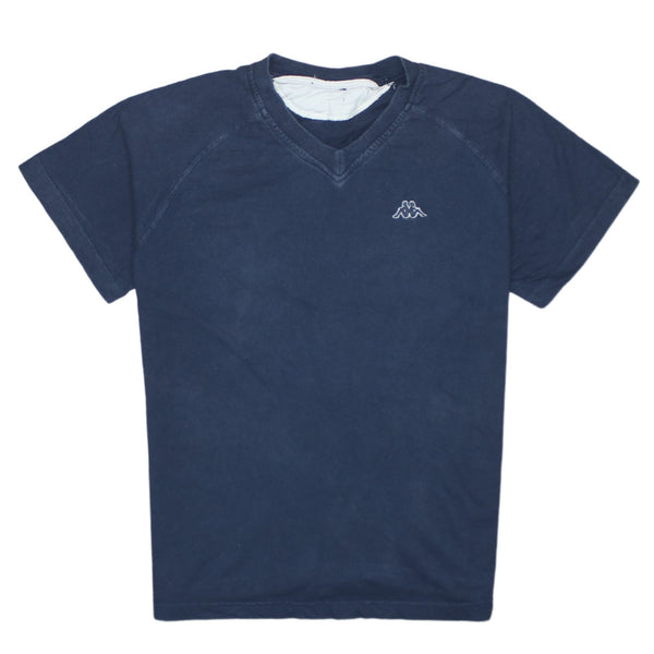 Vintage Kappa 90's Navy Blue Short Sleeve V Neck T-Shirt Men's Small