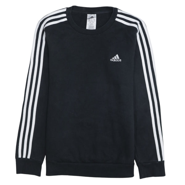 Adidas 90's Striped Sleeve Crew Neck Sweatshirt Medium Black