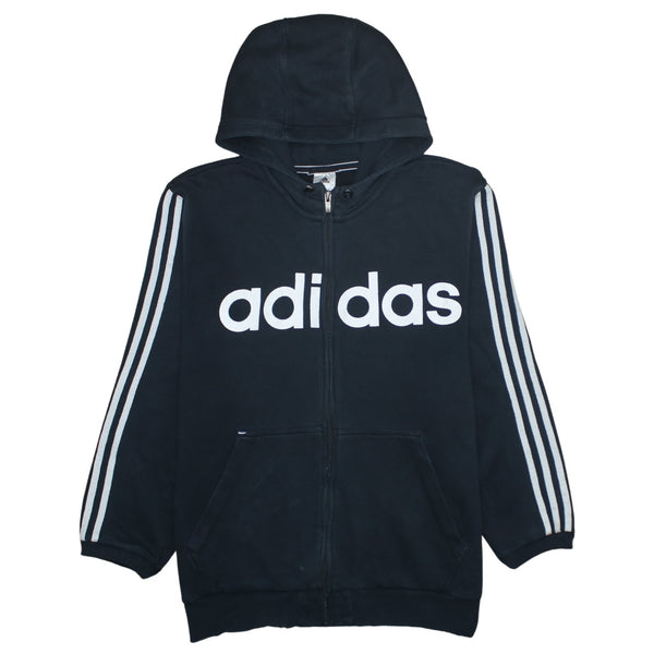 Adidas 90's Spellout Full Zip Up Hoodie Large Black