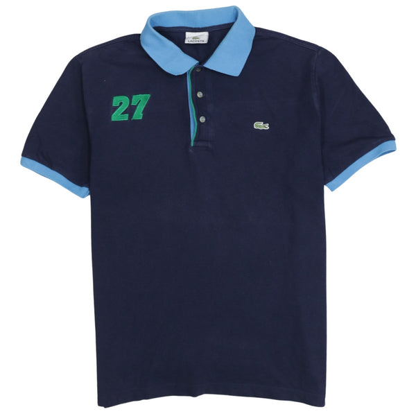 Lacoste 90's Short Sleeves Quarter Button Polo Shirt Large  Navy Blue