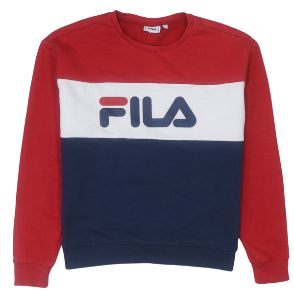 Fila 90's Spellout Crew Neck Sweatshirt Men’s Small Navy Blue Vintage