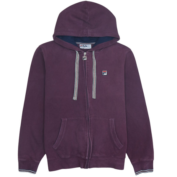Vintage 90's Fila Drawstring Full Zip Hoodie Large Purple