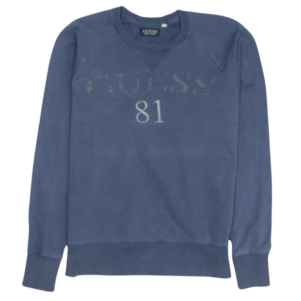 Vintage Guess 90's Crew Neck Sweatshirt Navy Blue Small Cotton Unisex