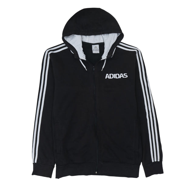 Adidas 90's Striped Sleeve Full Zip Up Hoodie XXLarge (2XL) Black