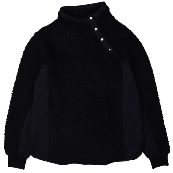 Abercrombie&Fitch 90's Sherpa Button Up Fleece Jumper Small Black
