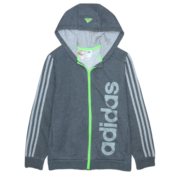 Adidas Vintage 90's Grey Striped Sleeve Women's Large Hoodie Zip-Up