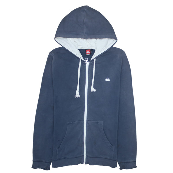 QuikSilver 90's Drawstring Pockets Full Zip Up Hoodie Small Navy Blue