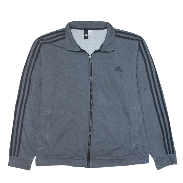 Adidas 90's Striped Sleeve Full Zip Up Sweatshirt Large  Grey