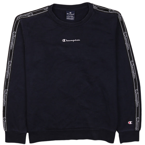 Champion 90's Spellout Crew Neck Heavyweight Sweatshirt XLarge Navy Blue
