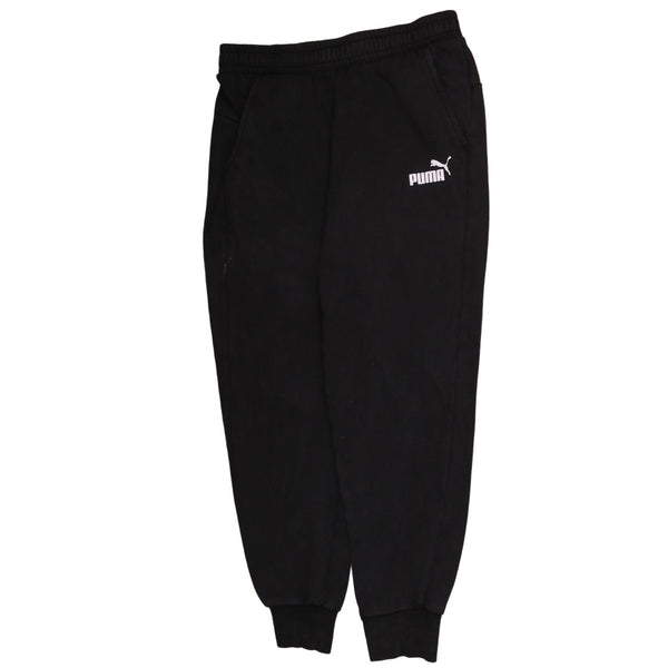 Puma 90's Vintage Black Joggers Sweatpants L Elastic Waist Drawstrings