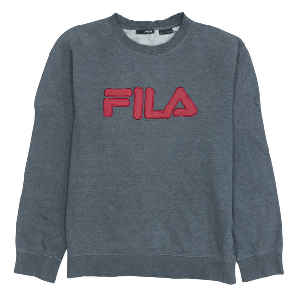 Vintage Fila 90's Grey Spellout Crew Neck Sweatshirt Men's Small
