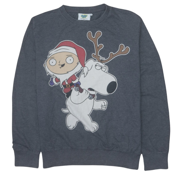 90's Family Guy Stewie & Brian Vintage Crew Neck Sweatshirt L Grey