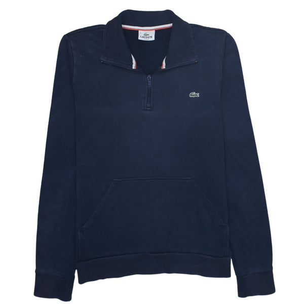 Lacoste 90's Long Sleeve Quarter Button Sweatshirt Small  Navy Blue