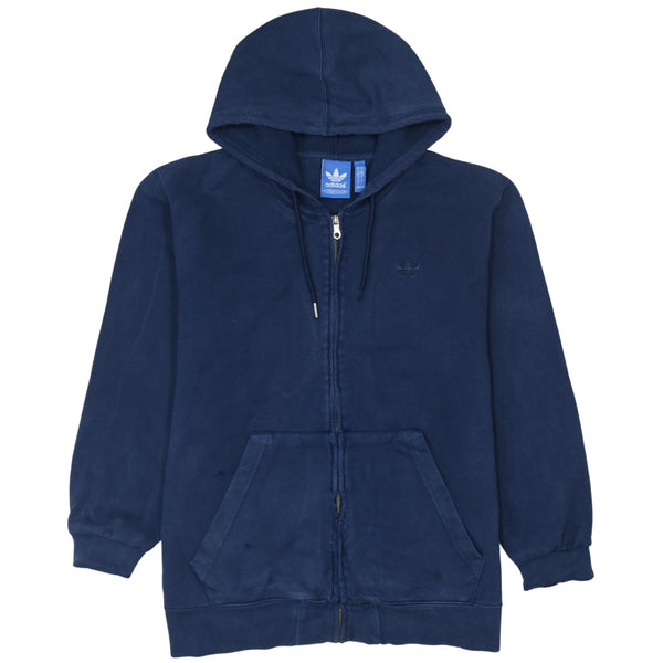 Adidas 90's Drawstring Pockets Full Zip Up Hoodie Large Navy Blue