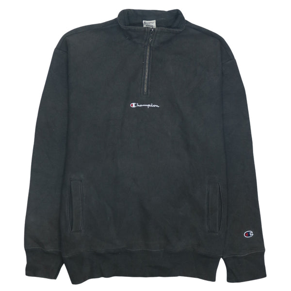 Champion Vintage 90's Heavyweight Quarter Zip Sweatshirt Black Medium