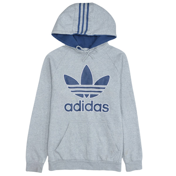 Adidas 90's Spellout Hoodie Small Grey Vintage Cotton Pullover
