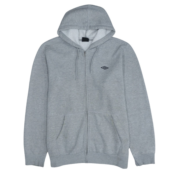 Vintage 90's Umbro Grey Full Zip Hoodie XXLarge (2XL) with Drawstring Pockets