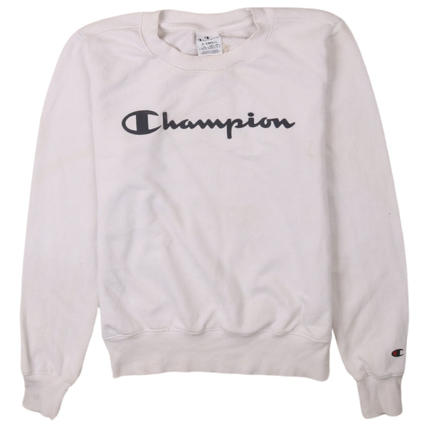 Champion 90's White Spellout Crew Neck Sweatshirt - Men's XSmall