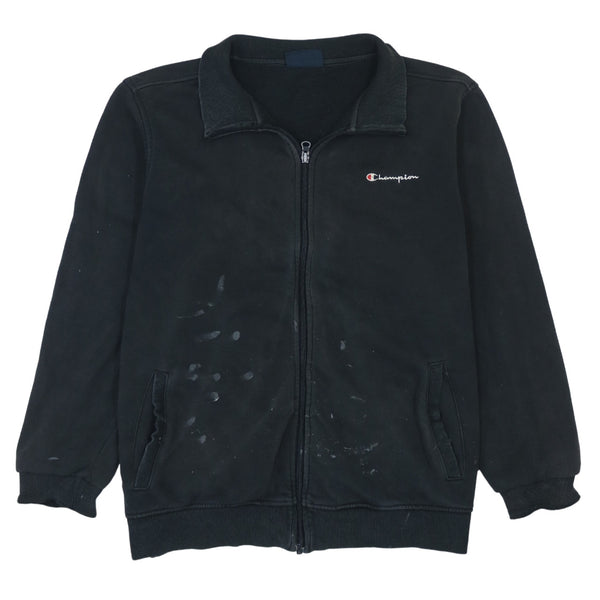 Champion 90's Lightweight Full Zip Up Sweatshirt Large Black