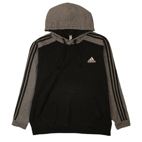 Adidas 90's Vintage Striped Sleeve Hoodie XLarge Black