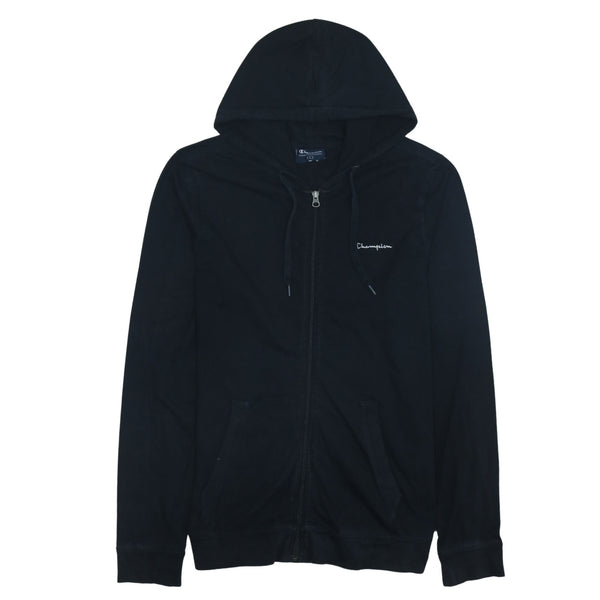 Champion 90's Full Zip Hoodie with Drawstring Pockets Black Large