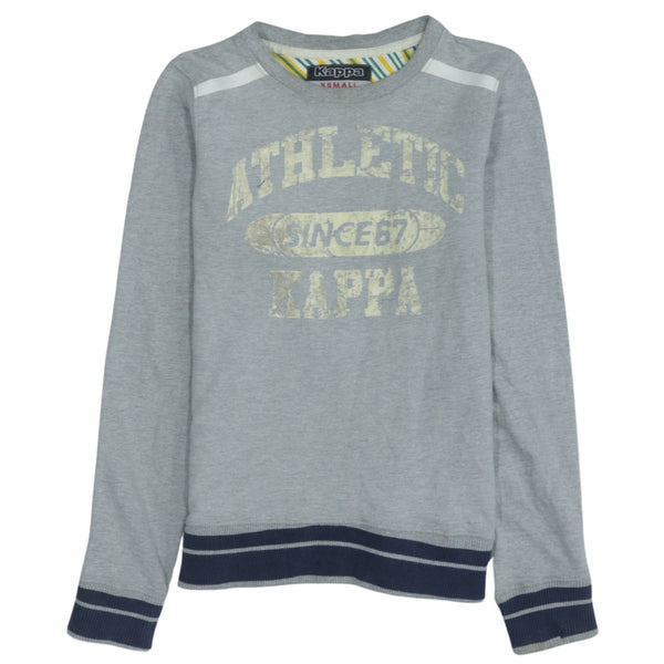 Vintage Kappa 90's Crew Neck Sweatshirt XSmall Grey Spellout Design