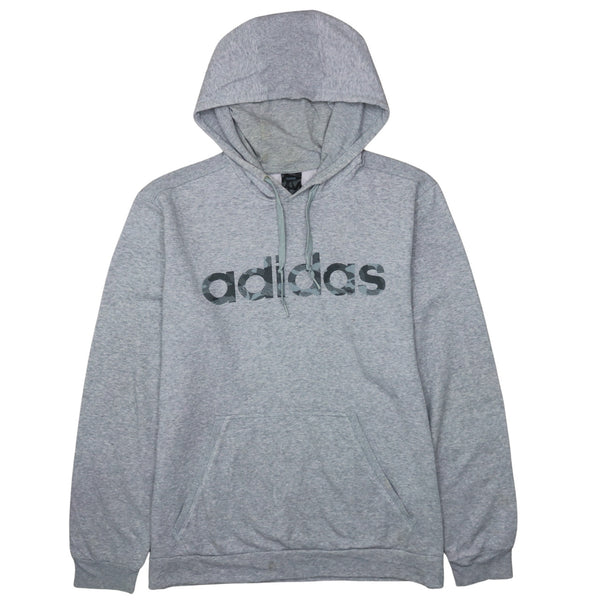 Adidas 90's Spellout Pullover Hoodie Large Grey