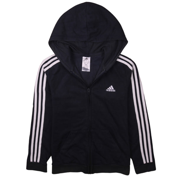 Adidas 90's Striped Sleeve Full Zip Up Hoodie Medium Black