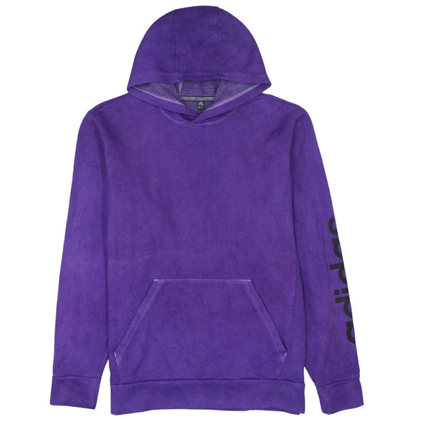 Adidas Vintage Purple Drawstring Hoodie with Pockets, Medium
