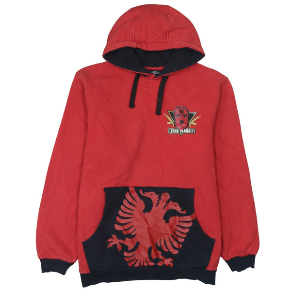 Retro 90's Drawstring Pockets Pullover Hoodie Large  Red