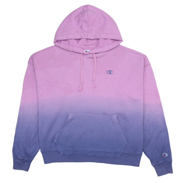 Vintage Champion 90's Blue Pink Medium Hoodie Pullover with Pockets