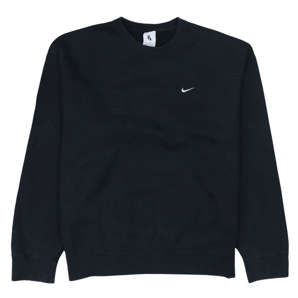 Nike 90's Black Swoosh Crew Neck Sweatshirt Medium - Vintage Quality