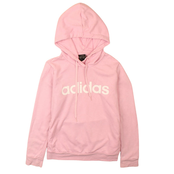 Adidas Women's 90's Vintage Spellout Hoodie - Small Pink Pullover