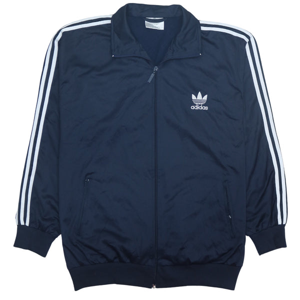 Adidas Vintage 90's Navy Blue Striped Sleeve Full Zip Sweatshirt XL