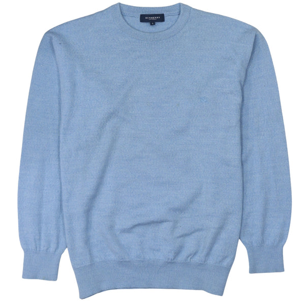 Burberry 90's Plain Crew Neck Sweatshirt Medium  Blue