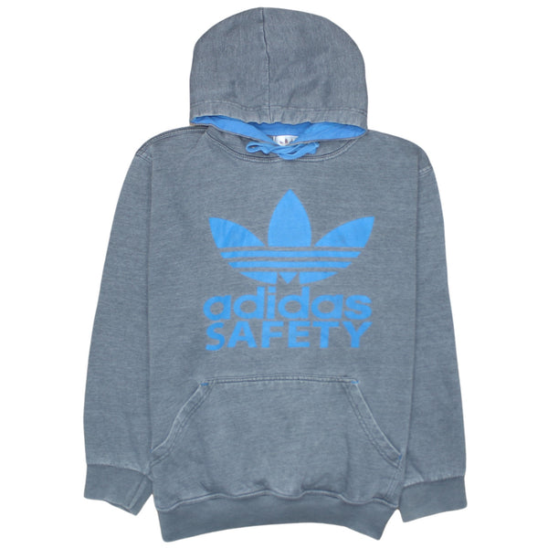 Adidas 90's Spellout Pullover Hoodie Large Grey