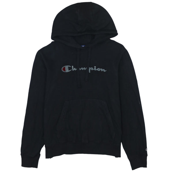 Champion Vintage 90's Spellout Pullover Hoodie Medium Black