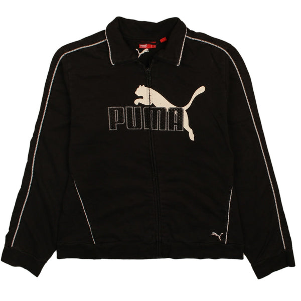 Vintage 90's Puma Spellout Black Full Zip Sweatshirt Women's Large