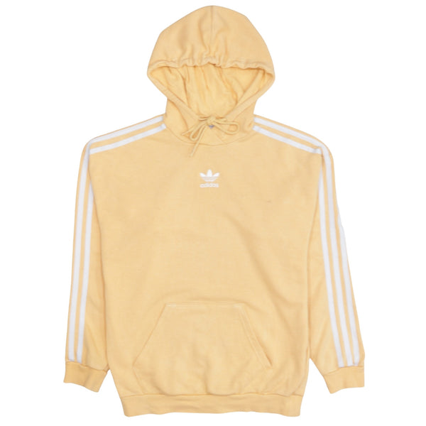 Adidas 90's Striped Sleeve Pullover Hoodie Medium  Orange