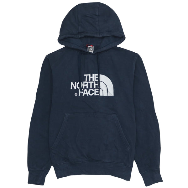 90's Vintage The North Face Spellout Pullover Hoodie Small Navy Blue