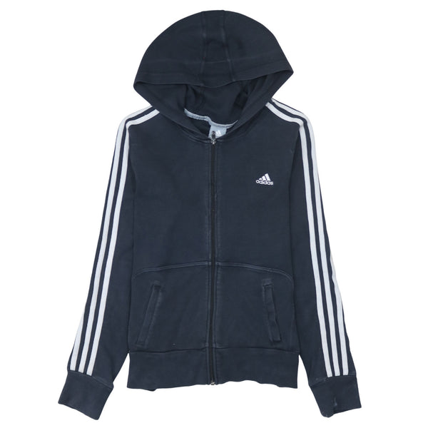 Adidas 90's Striped Sleeve Full Zip Up Hoodie Medium  Black