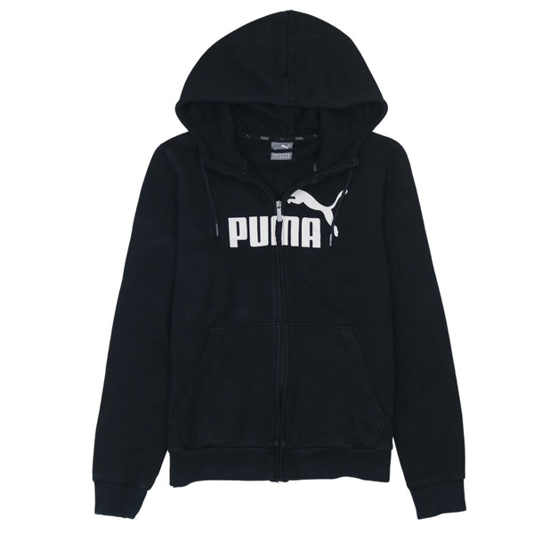Vintage Puma 90's Black Full Zip Spellout Hoodie Women's Large
