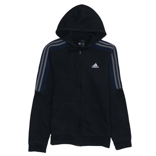 Adidas 90's Striped Sleeve Full Zip Up Hoodie Small Black