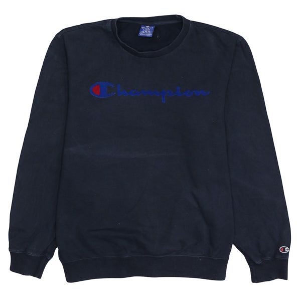 Champion 90's Spellout Crew Neck Sweatshirt Large Black