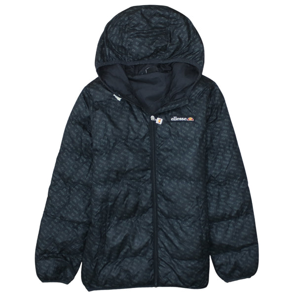 Ellesse 90's Lightweight Full Zip Up Puffer Jacket Small  Black