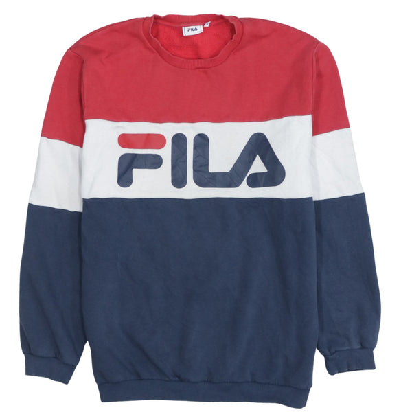 Vintage Fila 90's Blue Spellout Crew Neck Sweatshirt XLarge