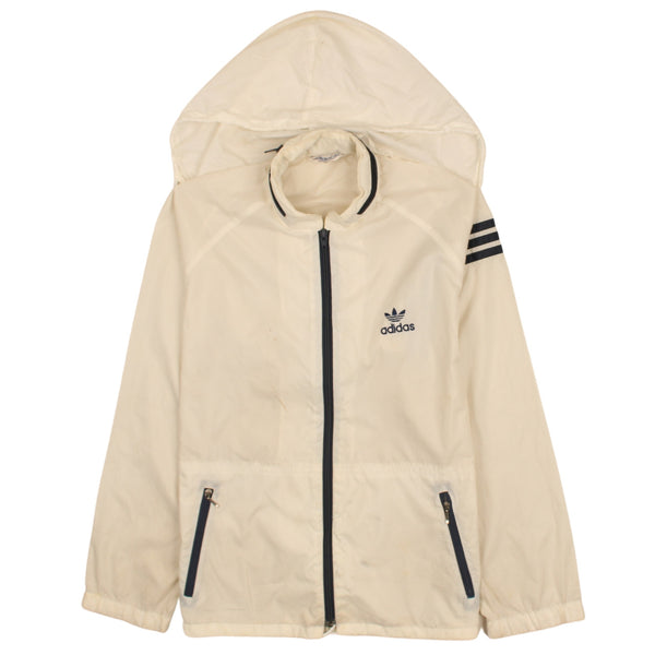 Adidas 90's Hooded Beige Cream Windbreaker Small