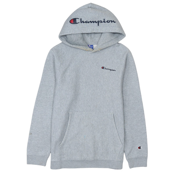Champion 90's Drawstring Pockets Pullover Hoodie Medium Grey