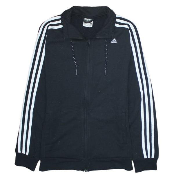 Adidas 90's Striped Sleeve Full Zip Up Sweatshirt Medium Black