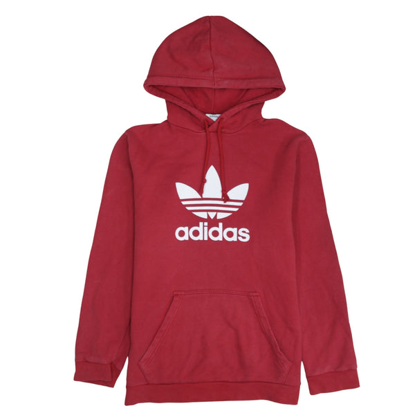 Adidas 90's Spellout Pullover Hoodie Medium Red